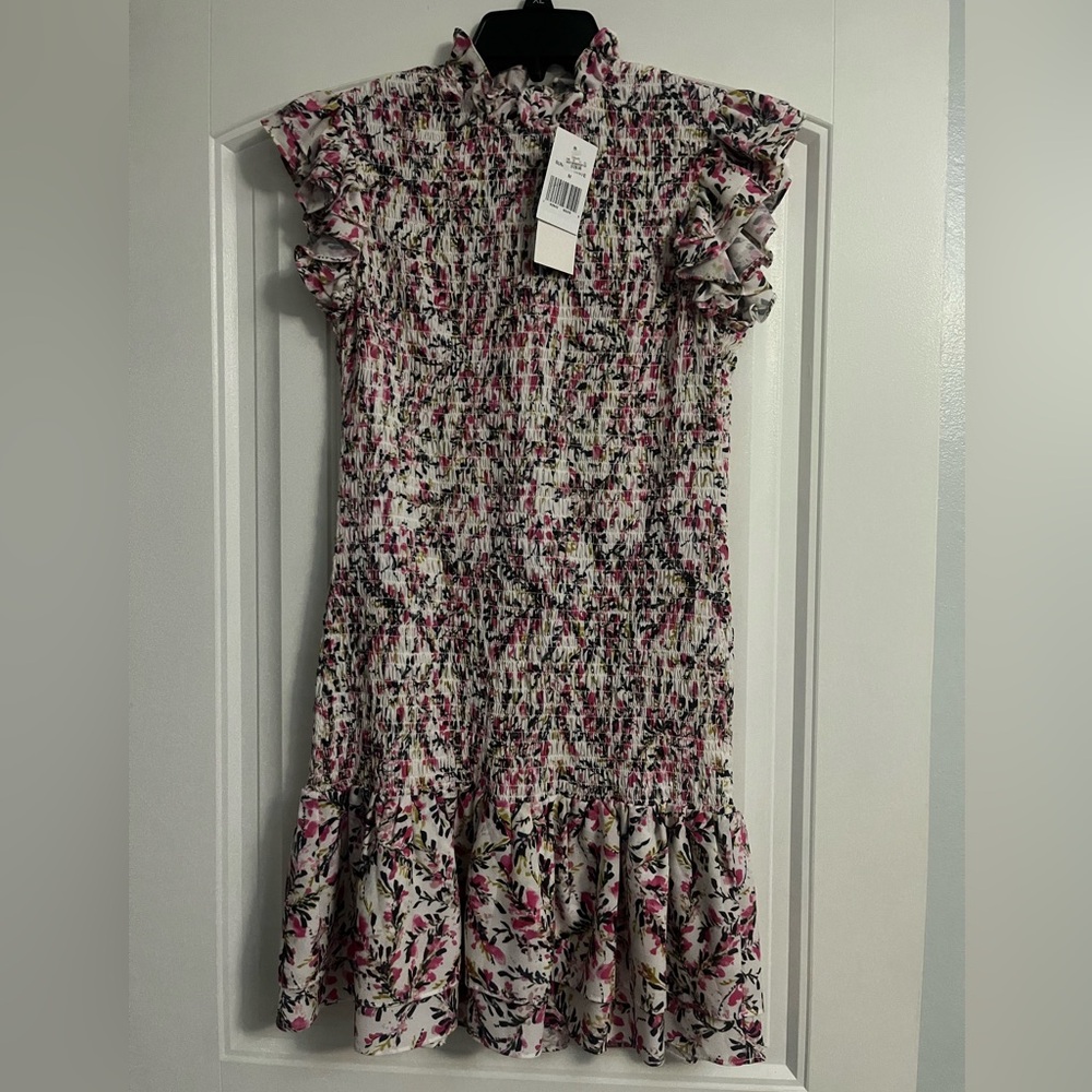 French Connection Pink Floral Ruffle Dress